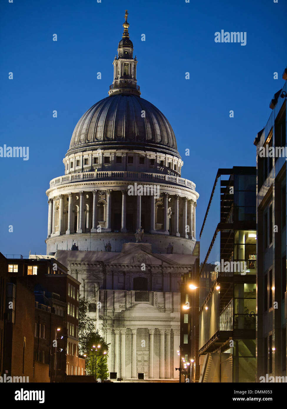Night Photo of St Paul's Cathedral in Central London, England Stock Photo