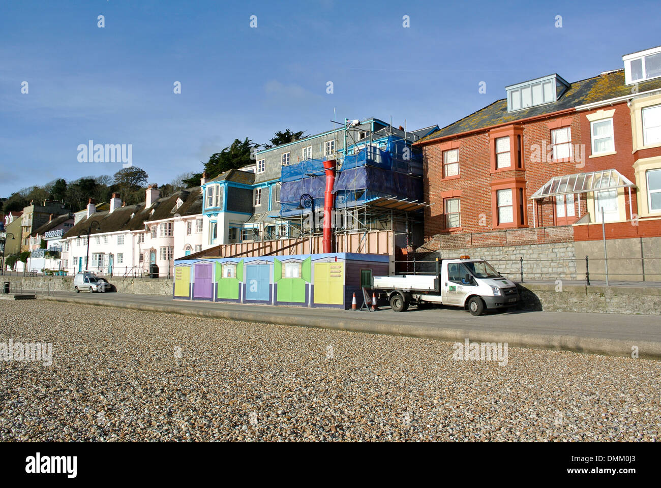Building work on seafront,Lyme Regis,Dorset Stock Photo