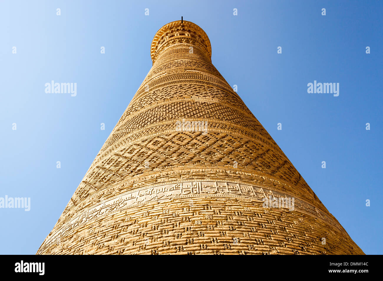 Kalon Minaret, Kalon Mosque, also known as Kalyan Mosque, Poi Kalon, Bukhara, Uzbekistan Stock Photo