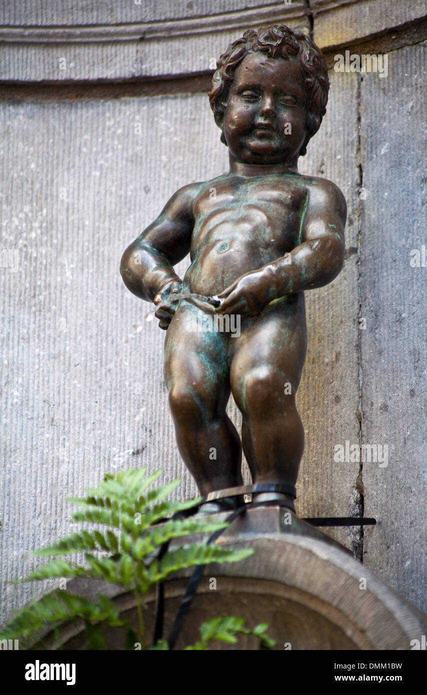 The famous Manneken Pis (Peeing Boy) landmark in Brussels, Belgium