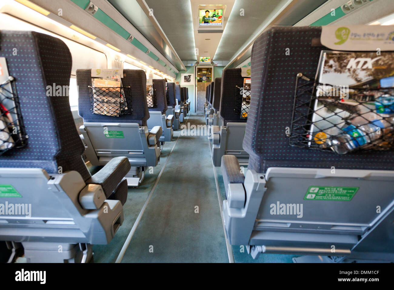 KTX (Korea Train eXpress) first class car interior - South Korea Stock Photo