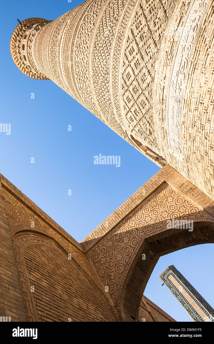 Kalon Minaret, Kalon Mosque, also known as Kalyan Mosque, Poi Kalon, Bukhara, Uzbekistan Stock Photo