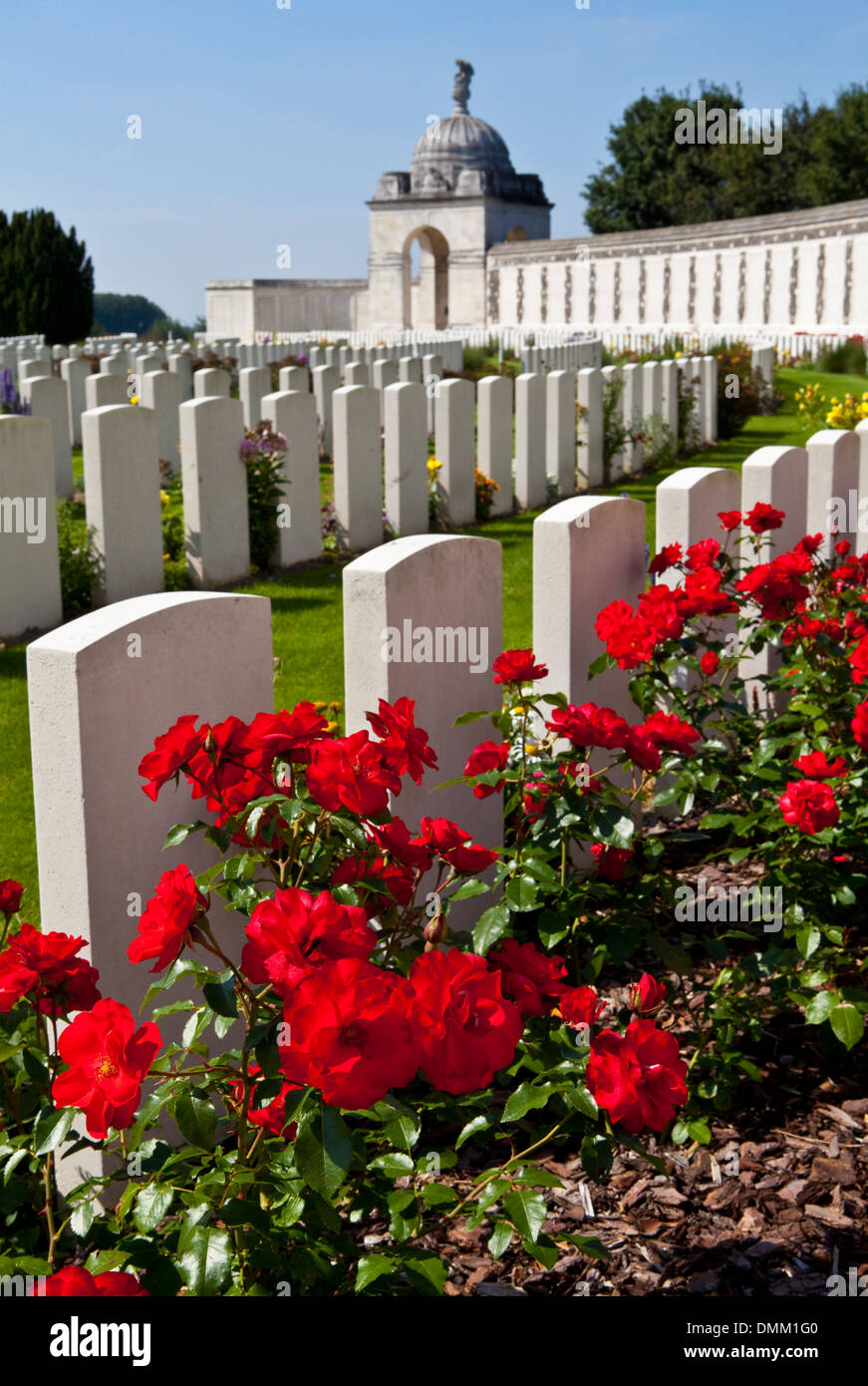 Tyne Cot Cemetery in Ypres, Belgium. Stock Photo