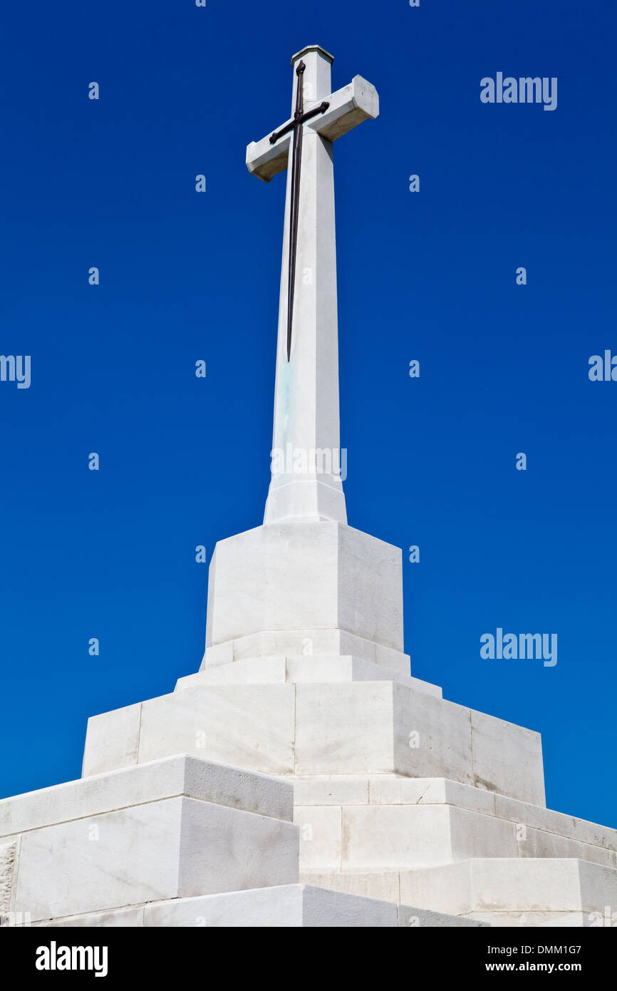 Cross of Sacrifice at Tyne Cot Cemetery in Ypres, Belgium. Stock Photo