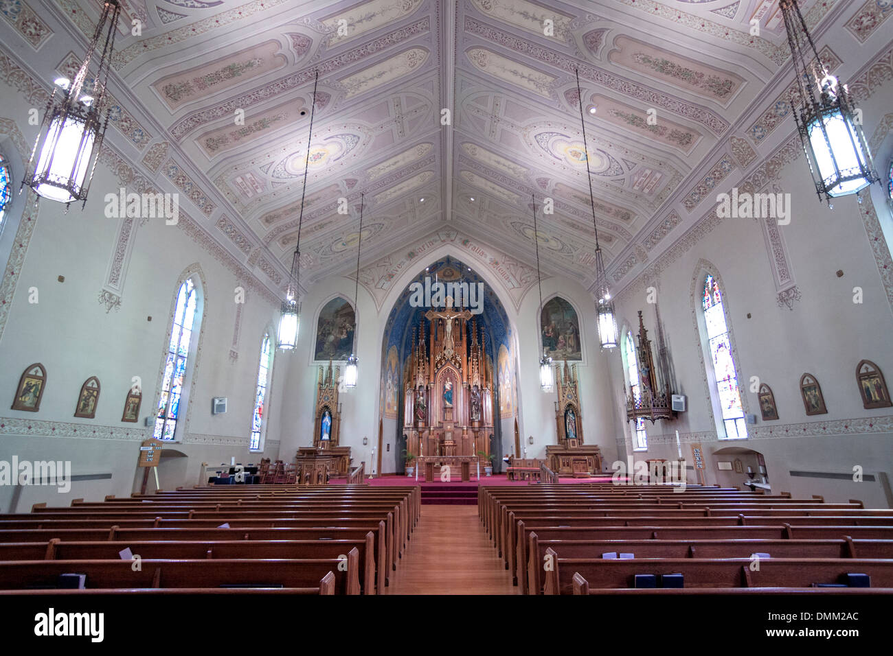The interior of Saint Mary's Catholic Church in Columbus, Ohio, USA. Stock Photo