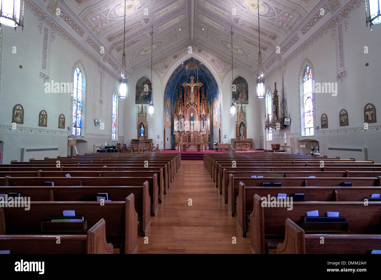 The interior of Saint Mary's Catholic Church in Columbus, Ohio, USA. Stock Photo