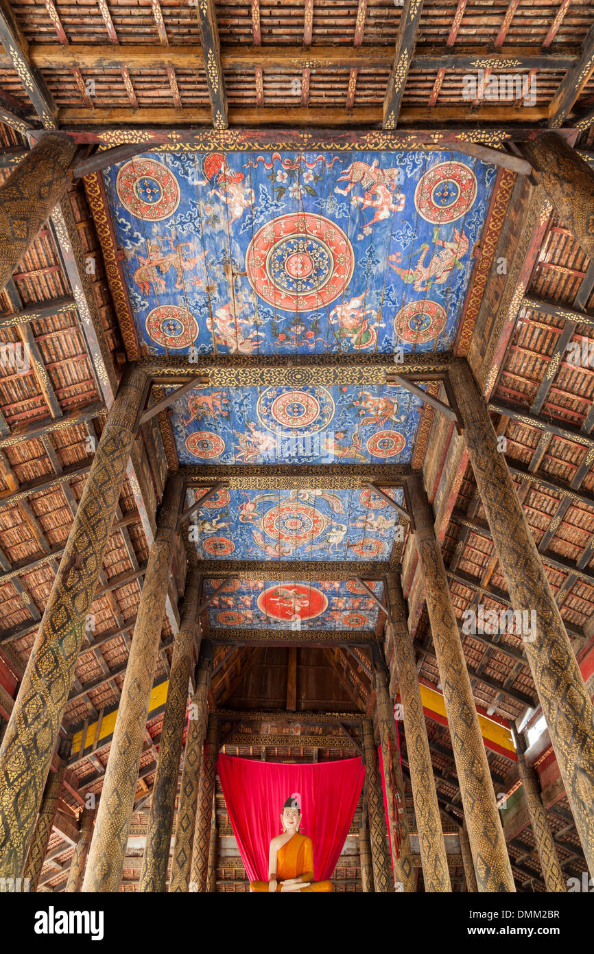 Roof paintings at Wat Maha Leap - Tbong Khmum Province, Cambodia Stock Photo