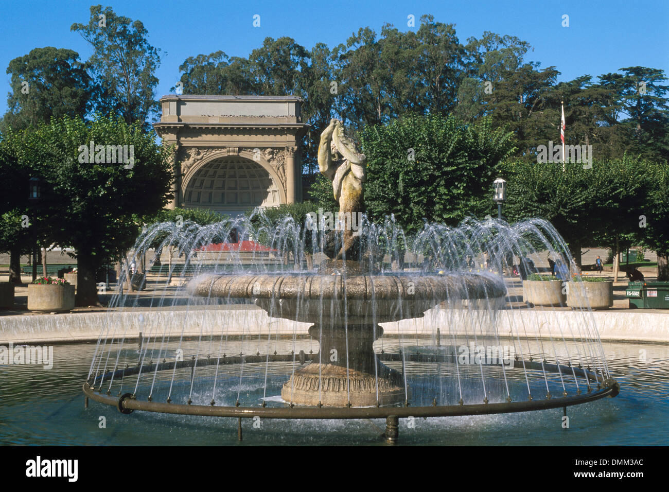 Fountain and stage at the Music Concourse, Golden Gate Park San Francisco, California Stock Photo