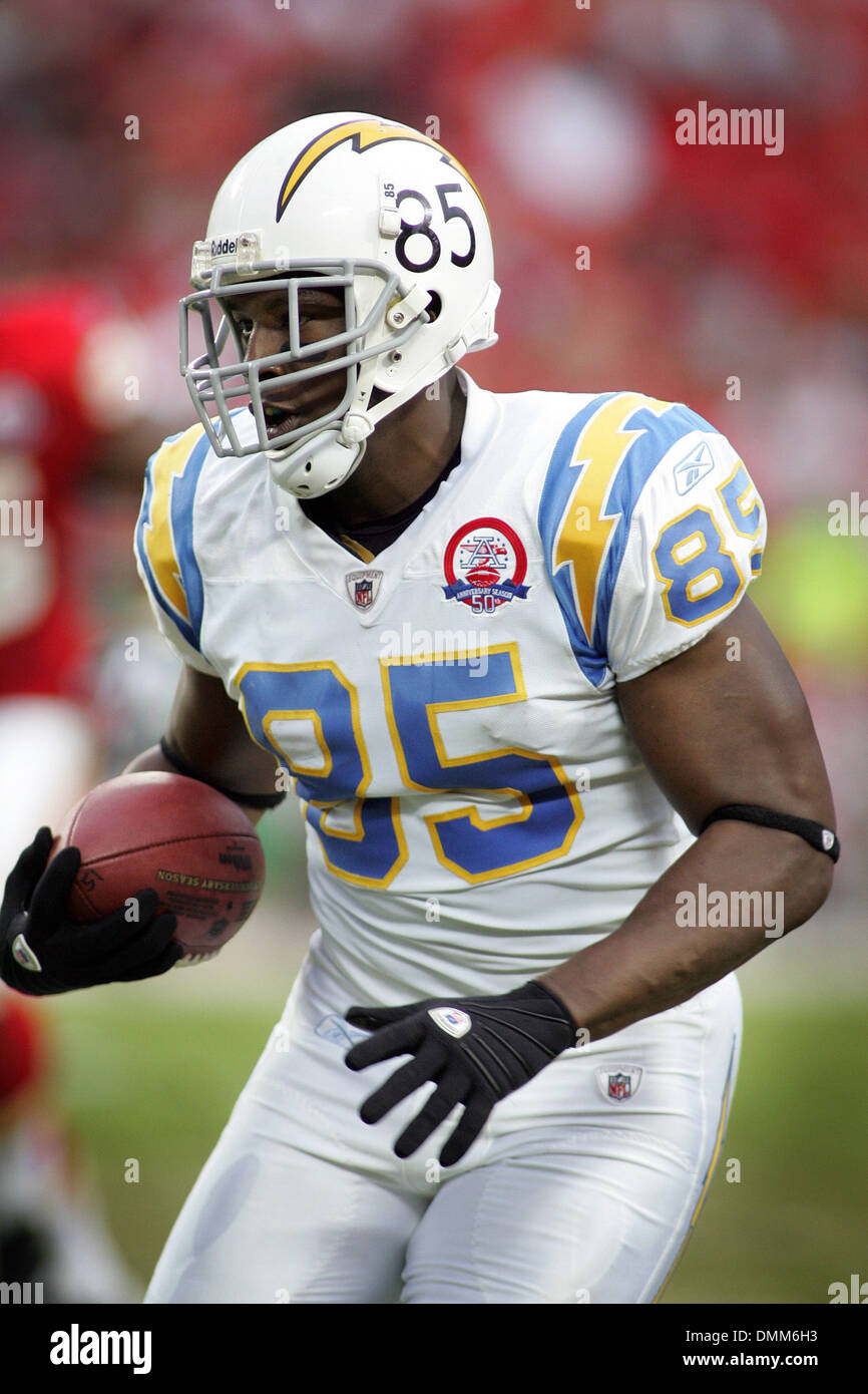 San Diego Chargers defensive end Larry English (52) during pre-game warmups  before the Chargers 37-7 victory over the Chiefs at Arrowhead Stadium in  Kansas CIty, Missouri. (Credit Image: © Jacob Paulsen/Southcreek  Global/ZUMApress.com