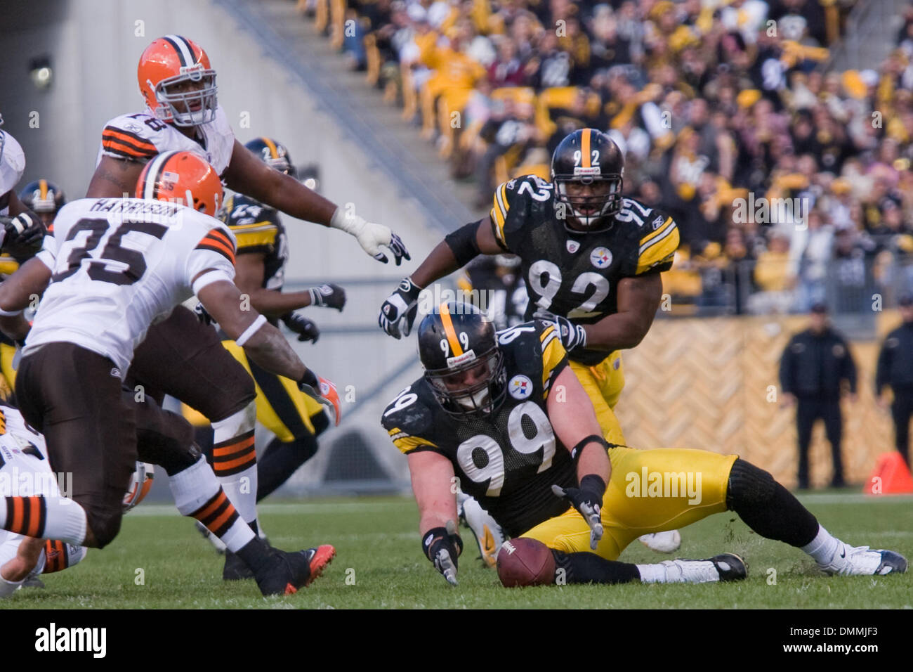 Pittsburgh Steelers' Brett Keisel (99) stands on the field during