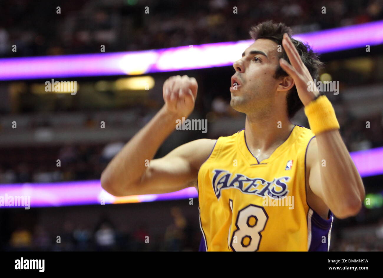 Oct 22, 2009 - Anaheim, California, USA - Los Angeles Lakers' SASHA VUJACIC #18 is pictured during a game against the Denver Nuggets at the Honda Center.   (Credit Image: © Mark Samala/ZUMA Press) Stock Photo