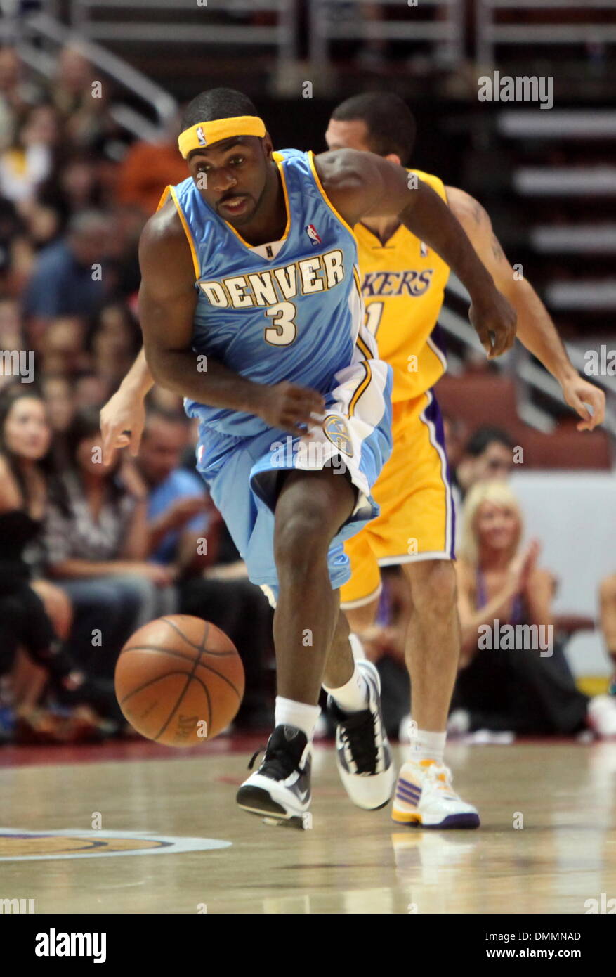 Oct 22, 2009 - Anaheim, California, USA - Denver Nuggets' TY LAWSON #3 is pictured during a game against the Los Angeles Lakers at the Honda Center.   (Credit Image: © Mark Samala/ZUMA Press) Stock Photo