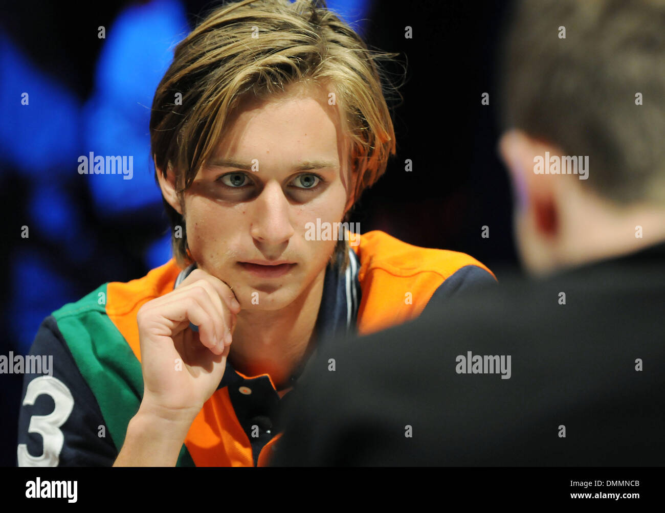 Oct 22, 2009 - Las Vegas, Nevada, USA - BJOERN HALVARD KNAPPSKOG of Norway, eyes his opponents during the final round of the Monopoly World Championship. Forty-one of the world's best Monopoly players from 40 countries competed at the two-day event inside Caesars Palace. (Credit Image: © David Becker/ZUMA Press) Stock Photo