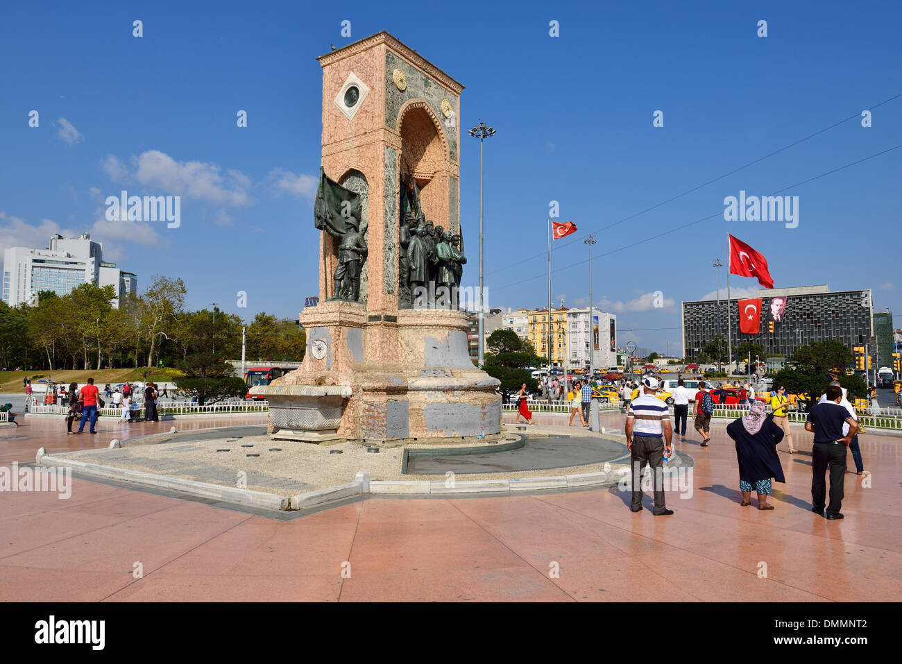 Turkey, Istanbul, Taksim Meydani or square, Monument with Kemal Atatuerk Stock Photo