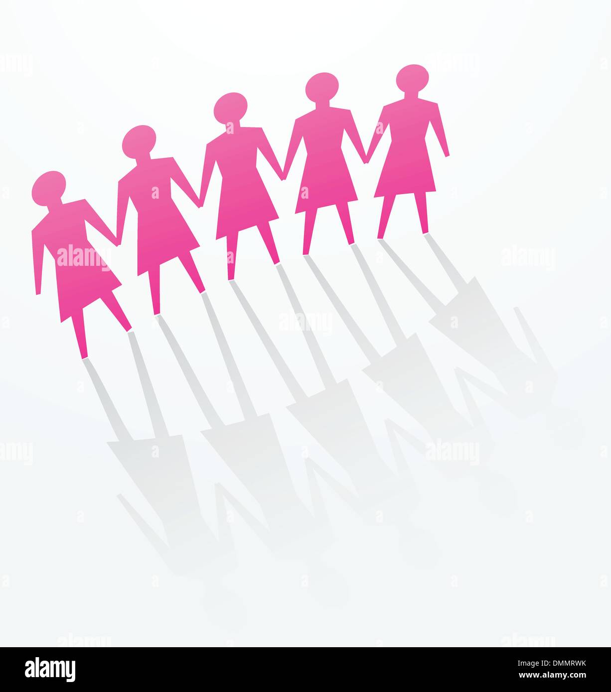 pink woman cutout paper people Stock Vector