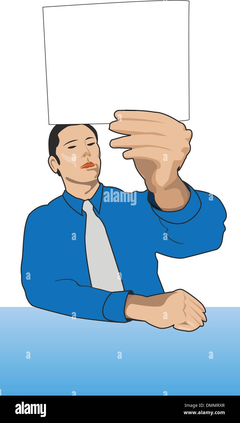 businessman holding a card, vector illustrations Stock Vector