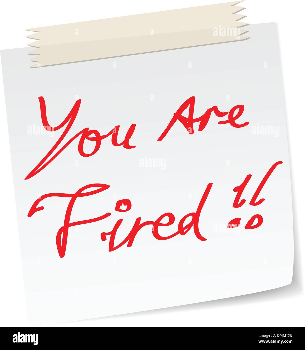 'your are fired' note Stock Vector