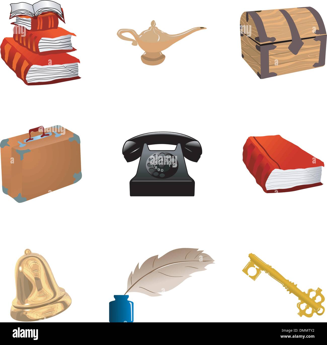 set of the different vintage objects Stock Vector