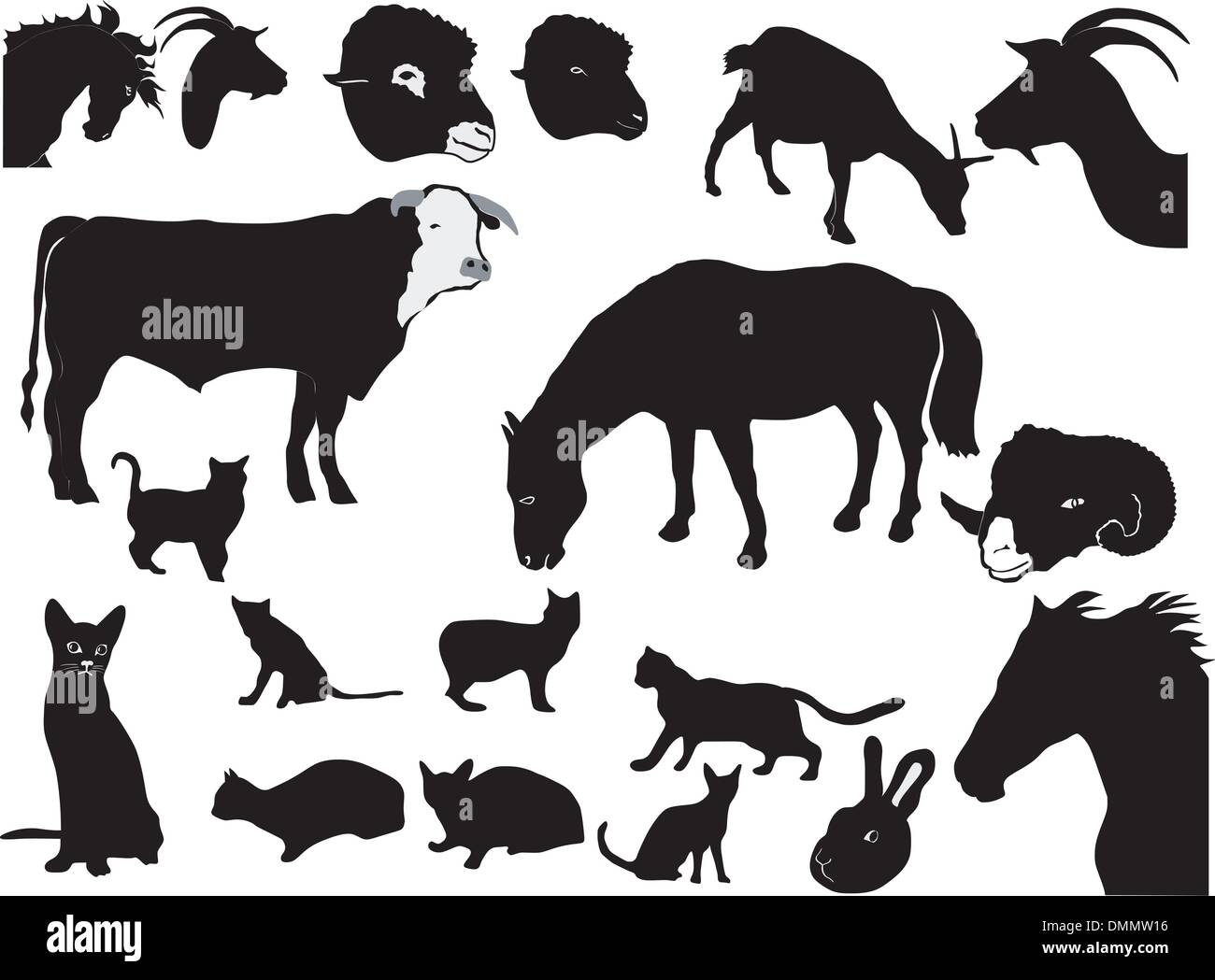 Set of the silhouettes of domestic animals Stock Vector Image & Art - Alamy