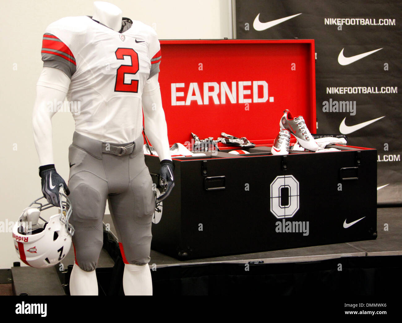 Nov 16, 2009 - Columbus, Ohio, USA - Ohio State's new Nike Pro Uniform was  on display at Ohio Stadium during a press conference Monday, Nov 16, 2009,  at Ohio State University,