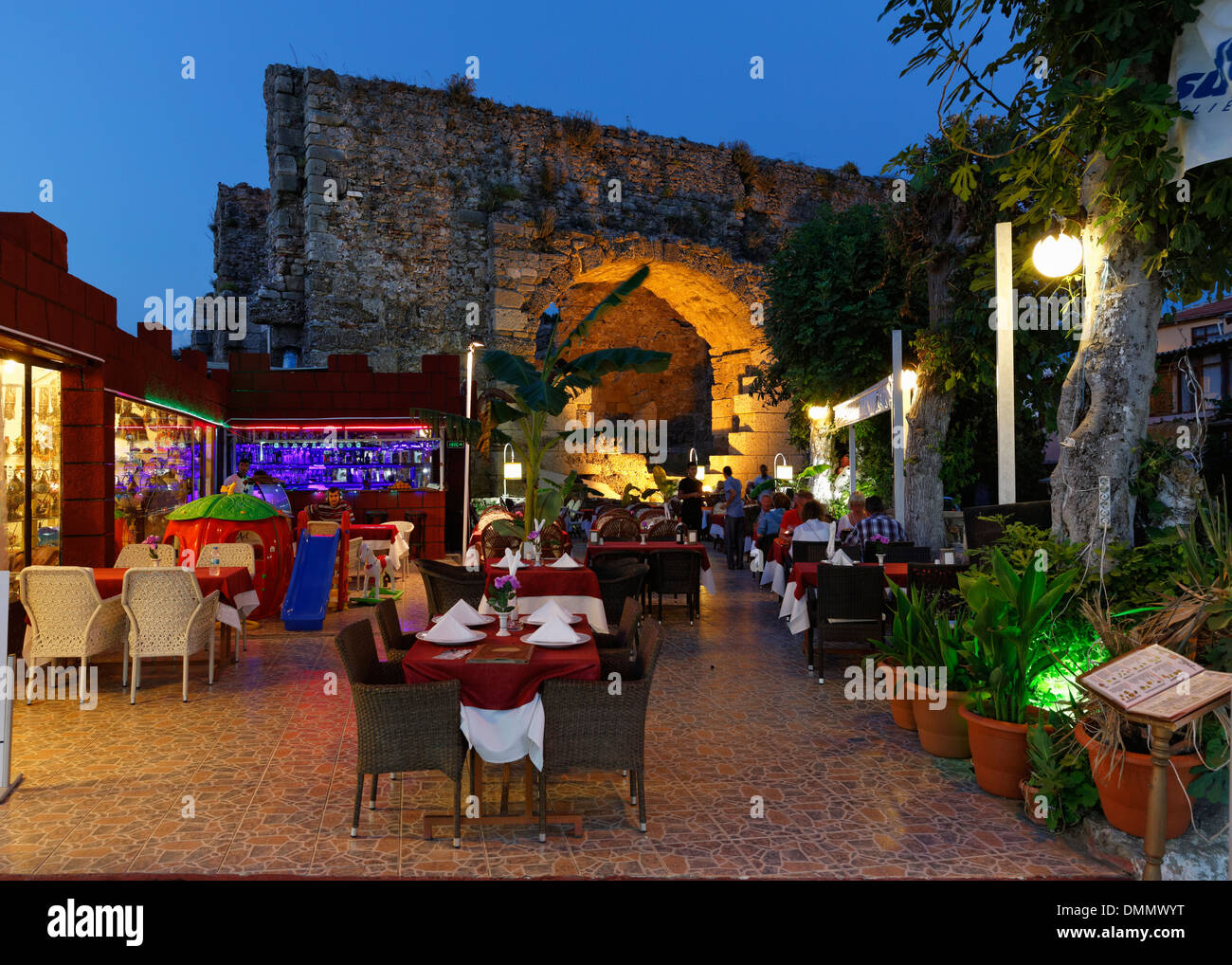 Turkey, Side, Restaurant in the old town Stock Photo
