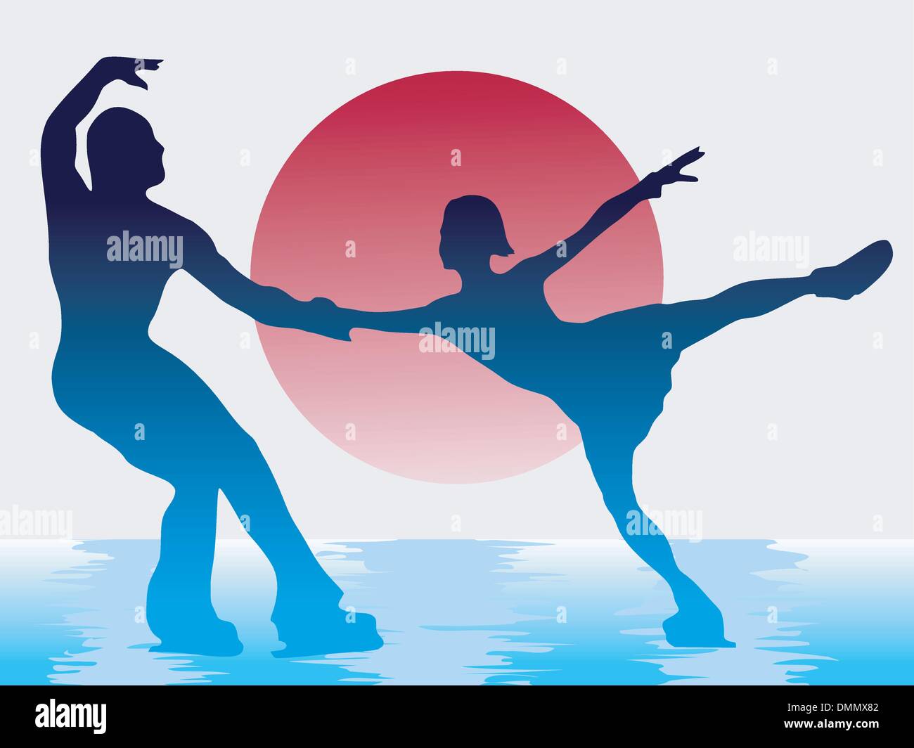 couple of figure skating on Japanese flag background Stock Vector Image