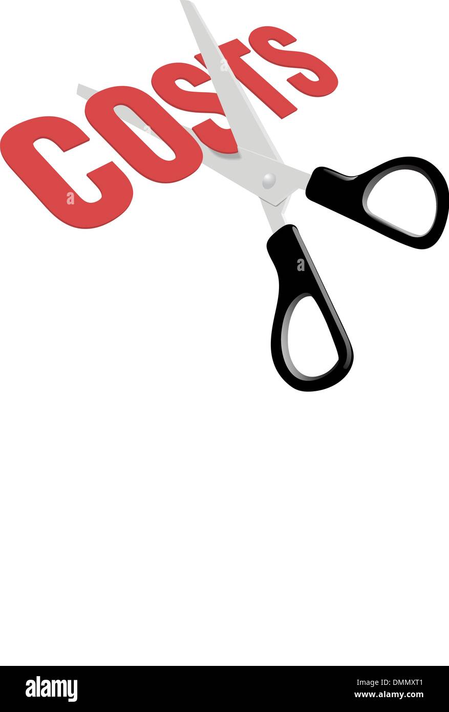 Scissors cut business expense costs Stock Vector