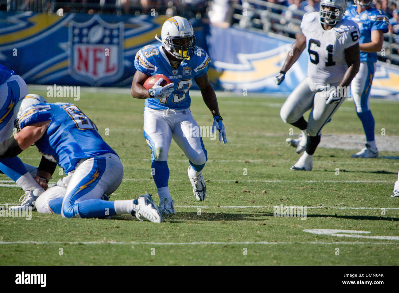 10 October 2010: Chargers kick returner Darren Sproles in first quarter  action as the Oakland Raiders defeated the San Diego Chargers by a score of  35-27 in a regular season National Football