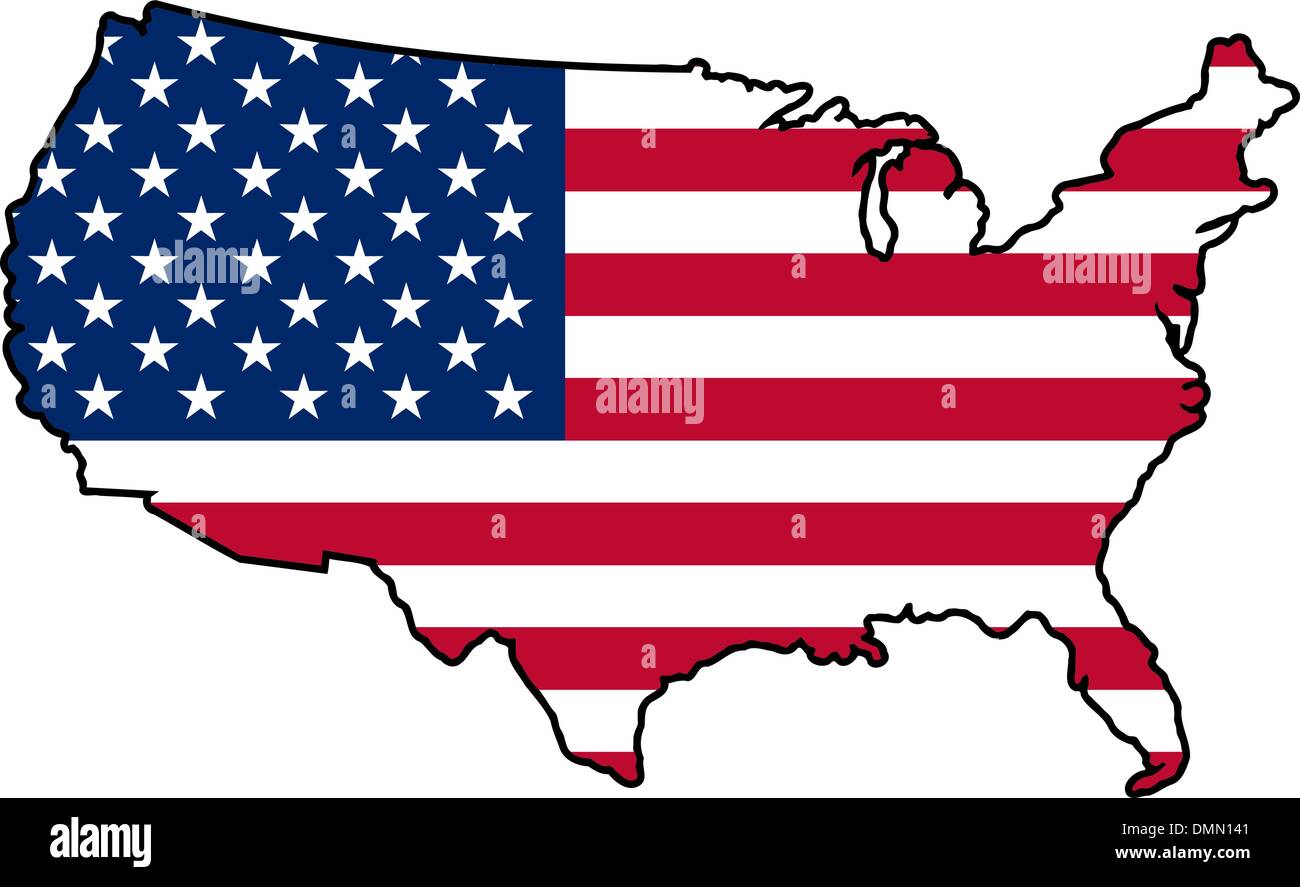 Map in colours of USA Stock Vector