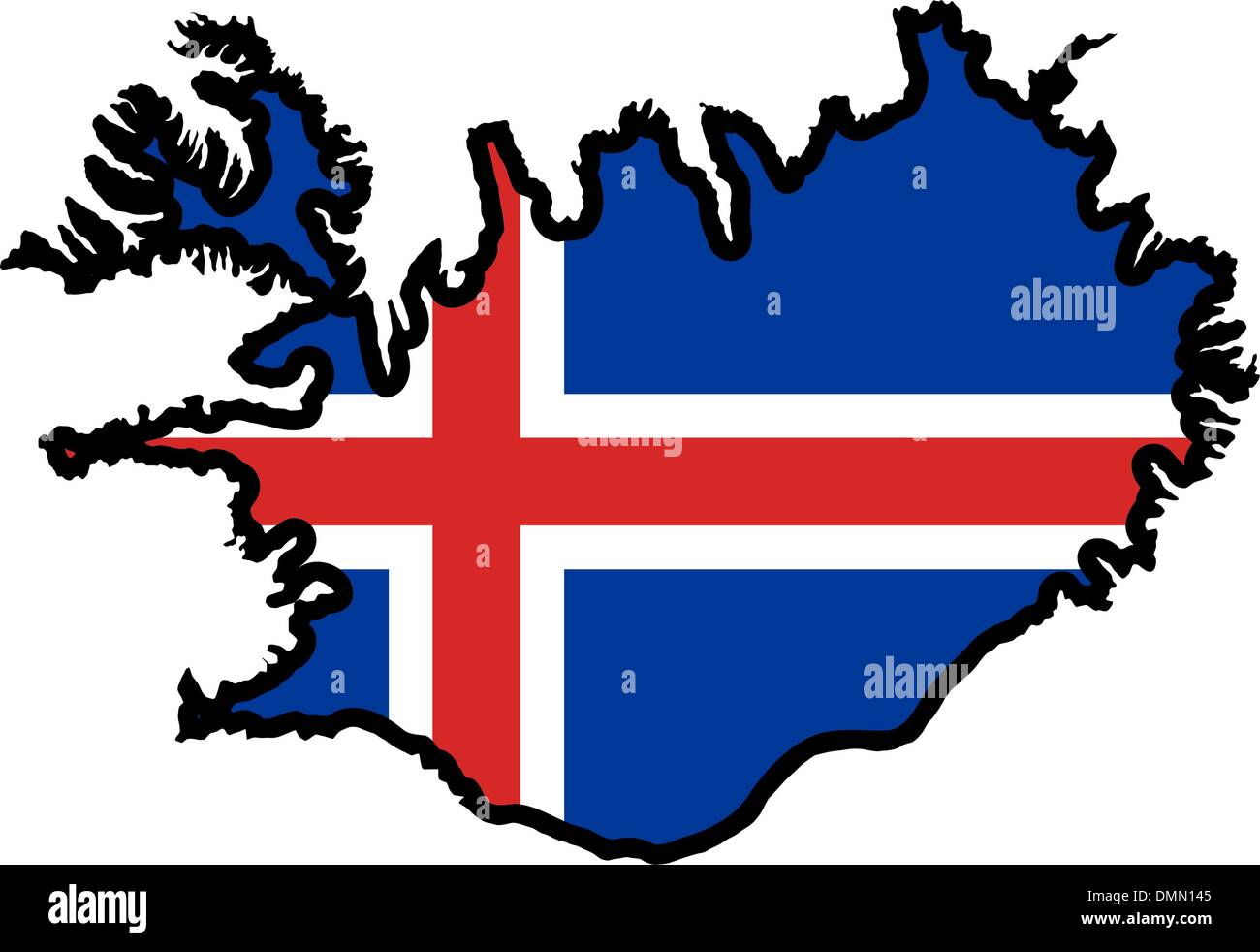Map in colours of Iceland Stock Vector