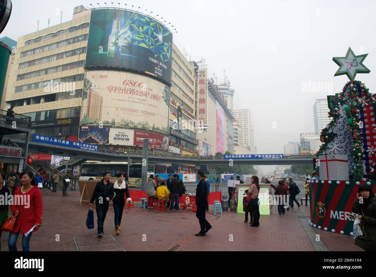 General scene of downtown Changsha, Hunan province, China. 2013 Stock Photo