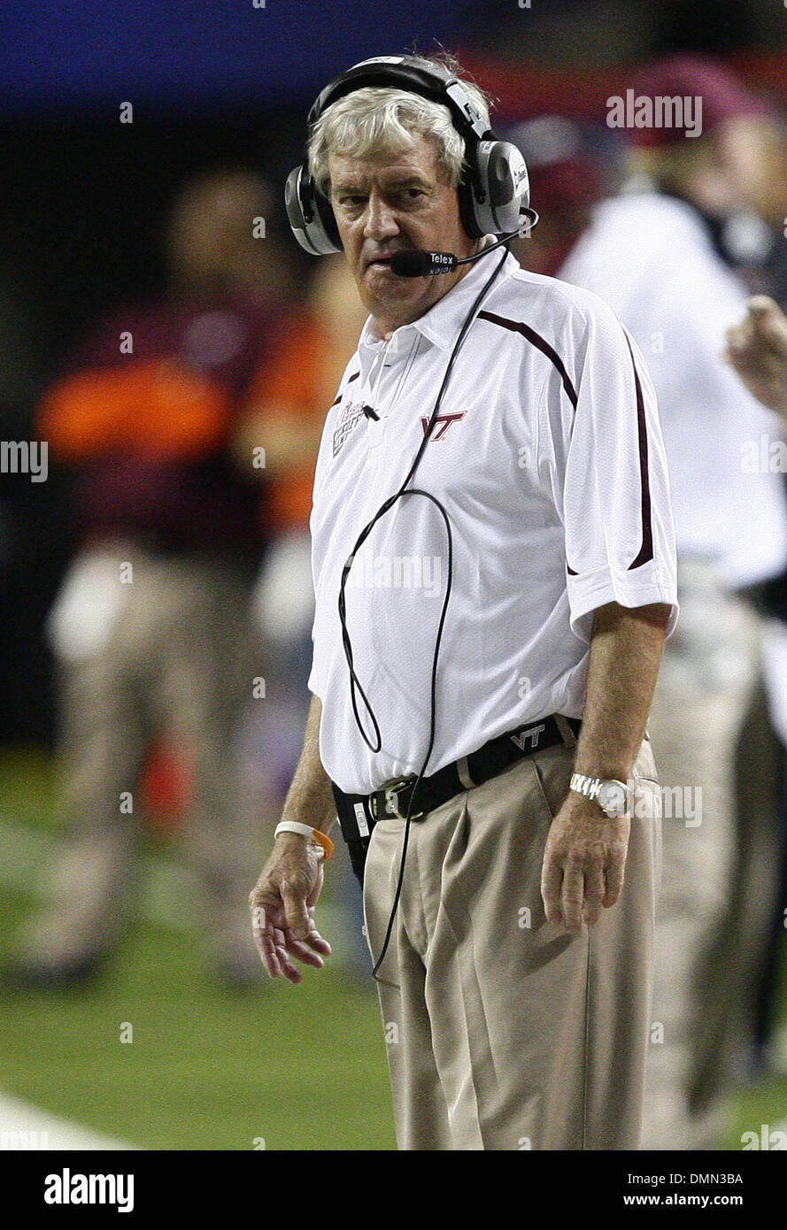 Sep 05, 2009 - Atlanta, Georgia, USA - NCAA Football - Virginia Tech Head Coach FRANK BEAMER watches from the sideline during the second half of his team's loss to Alabama in the Georgia Dome. (Credit Image: © Josh D. Weiss/ZUMA Press) Stock Photo