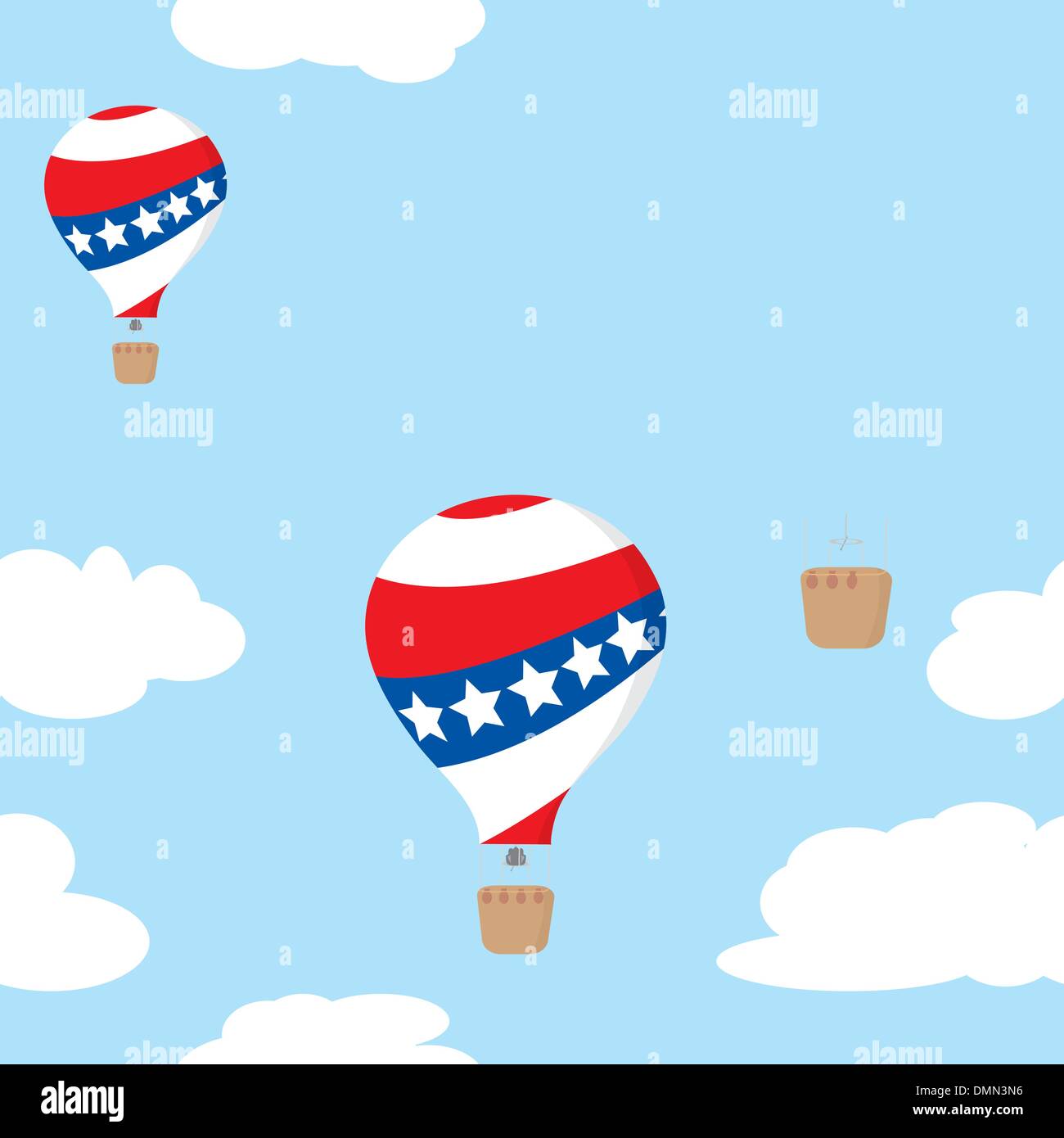 Seamless pattern with patriotic hot air balloons Stock Vector