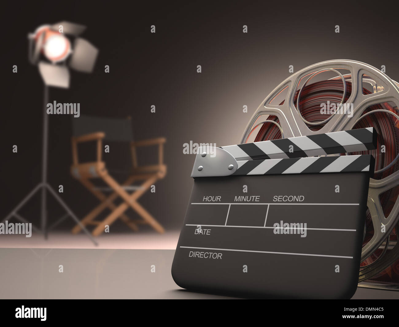 Clapboard concept of cinema. Stock Photo