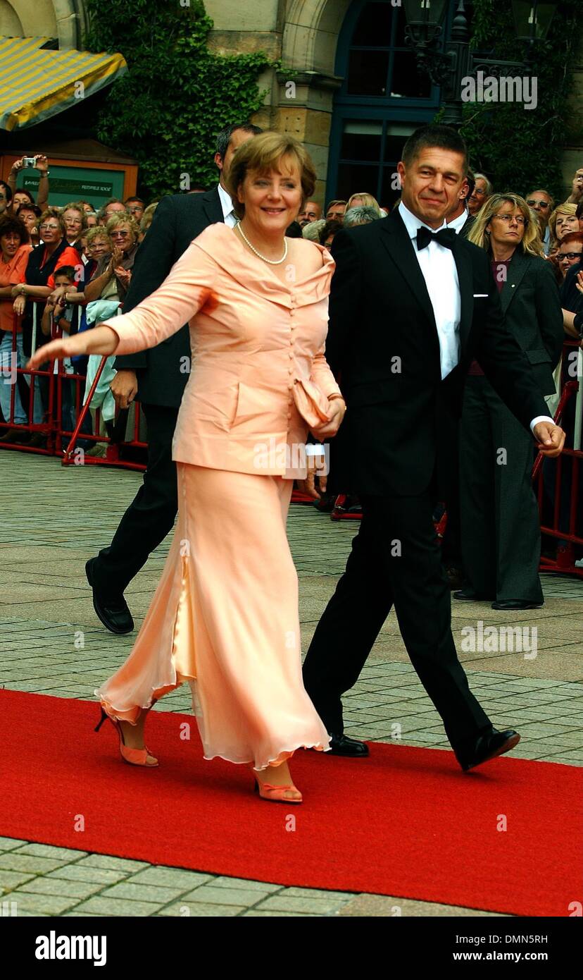 Angela Merkel and her husband Joachim Sauer at the opening of the Wagner Festival in Bayreuth in 2005. Stock Photo
