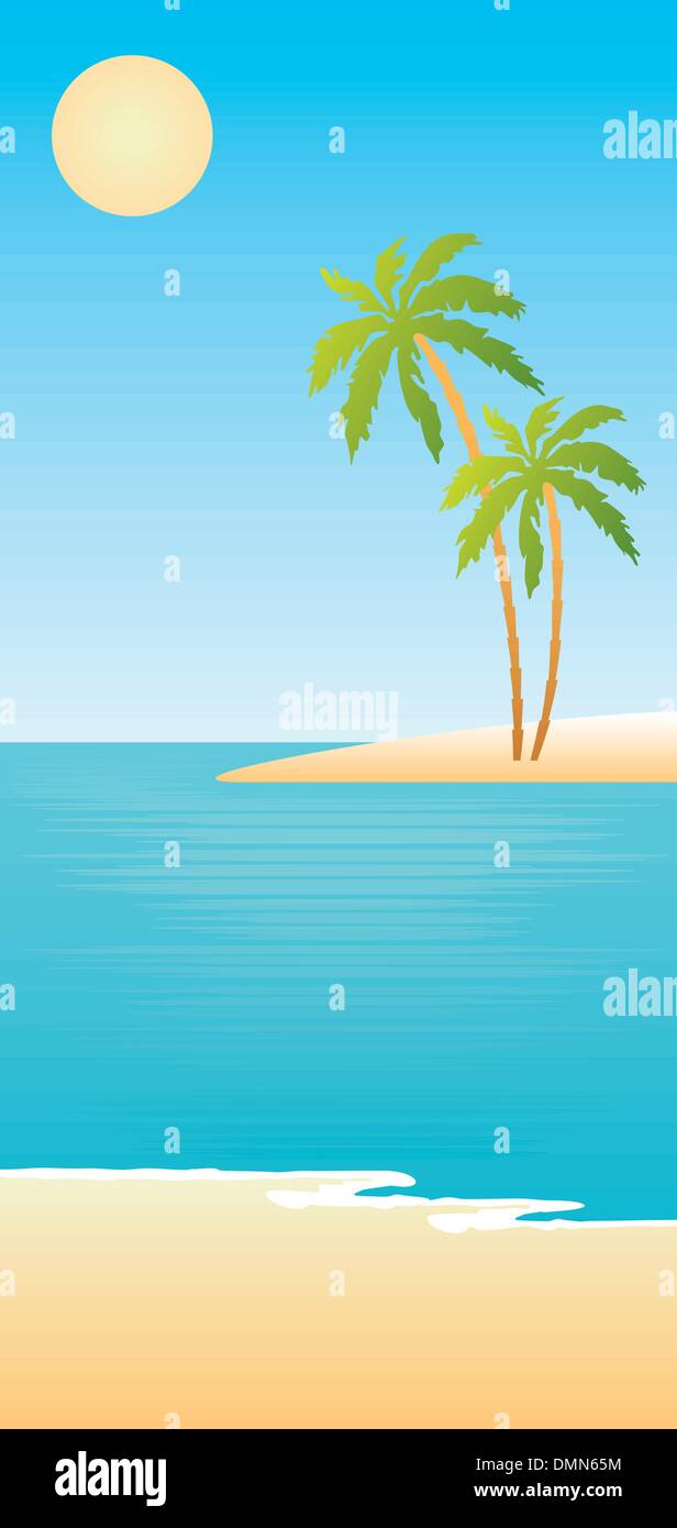 Tropical beach with palm trees Stock Vector