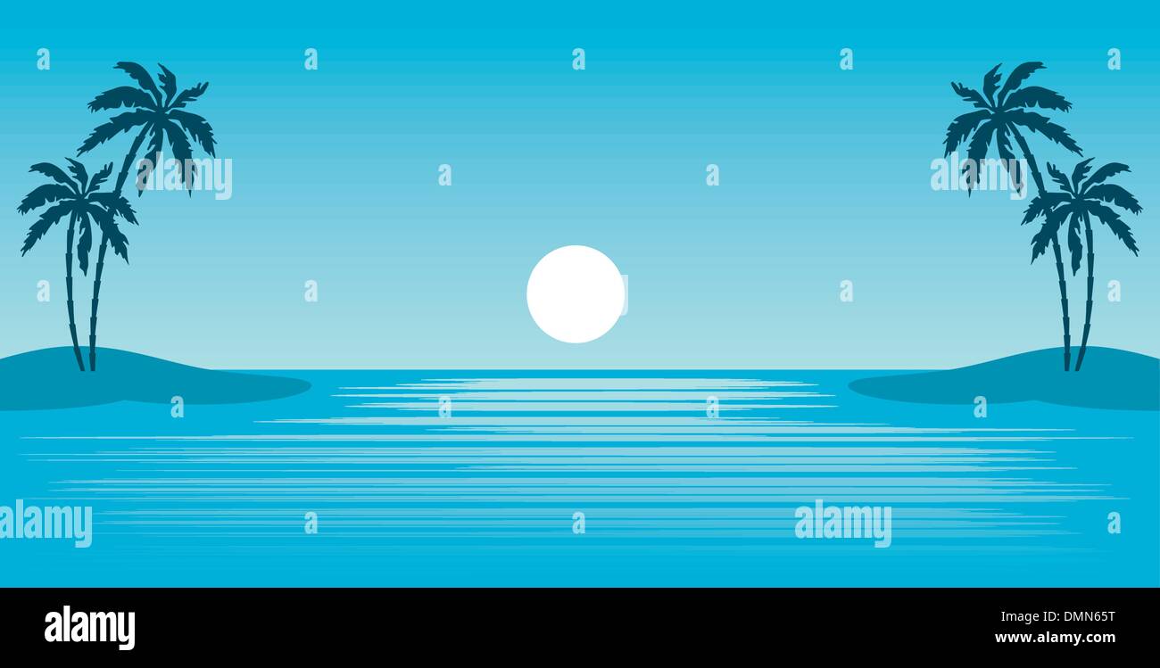 Tropical beach with palm trees Stock Vector Image & Art - Alamy