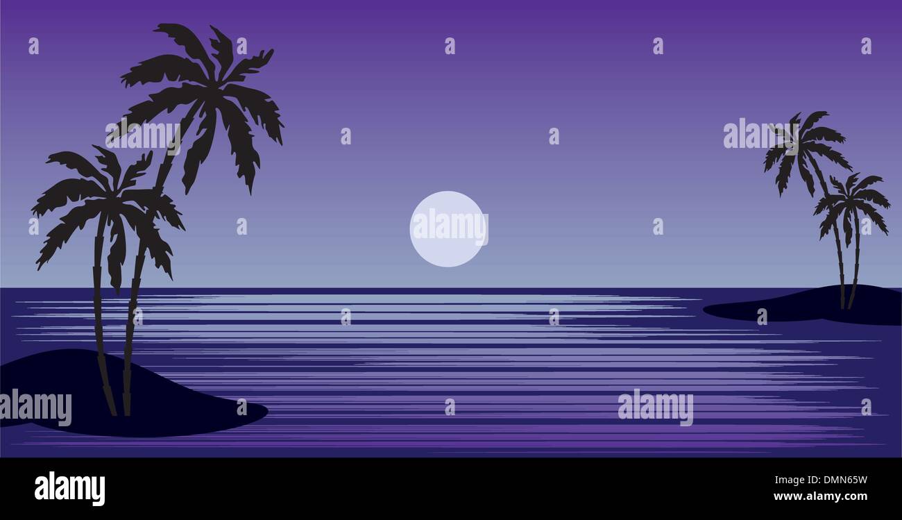 Tropical beach with palm trees Stock Vector