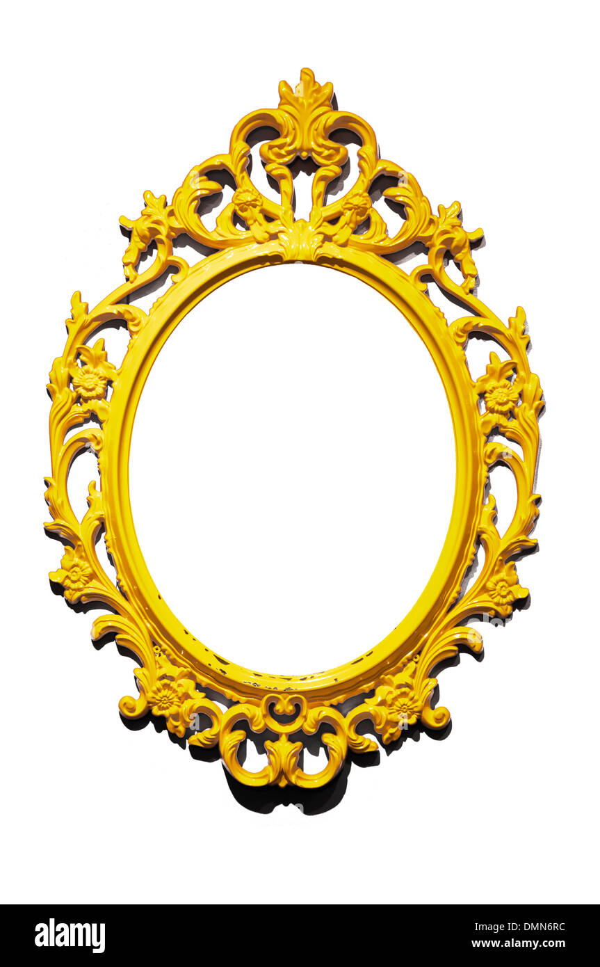 Isolated golden Victorian classical mirror frame Stock Photo