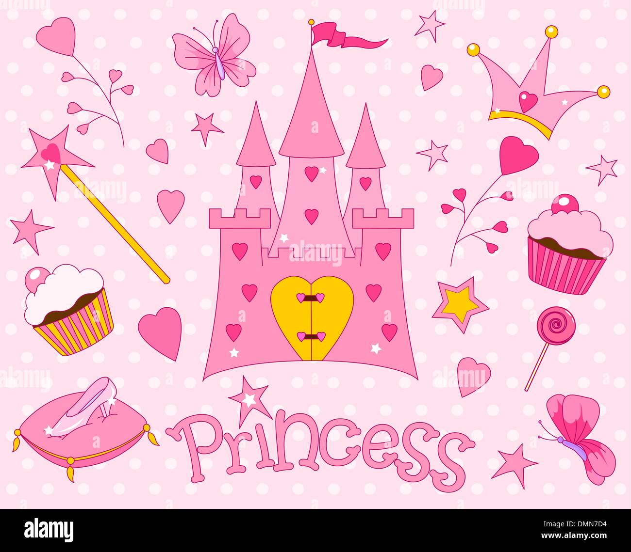 Sweet Princess Icons Stock Vector