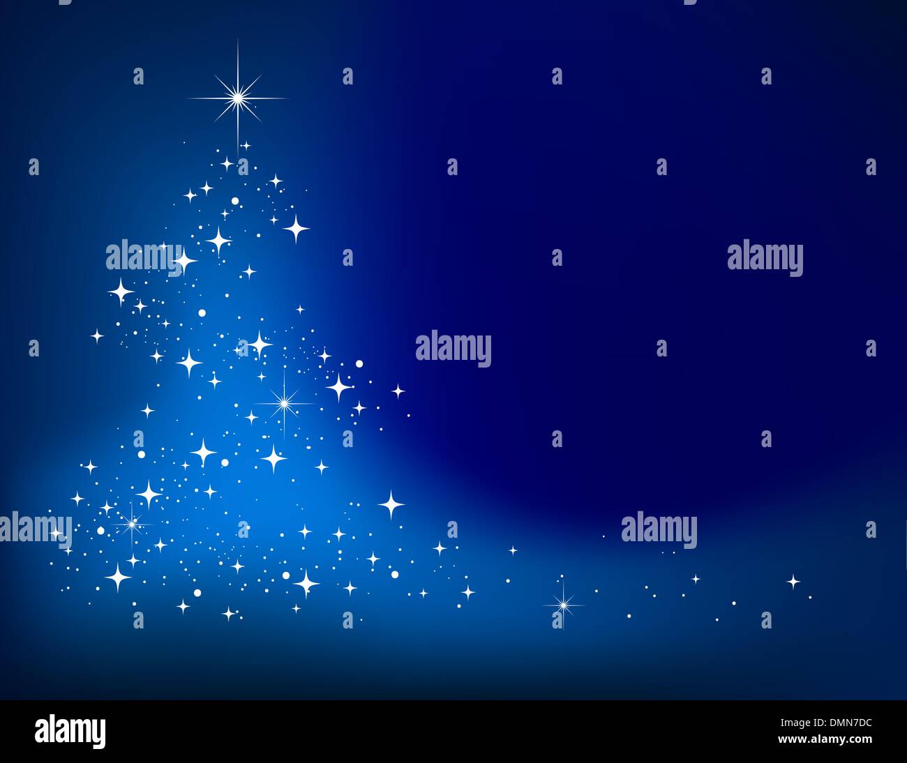 Blue vector abstract winter background with stars Christmas tree Stock Vector