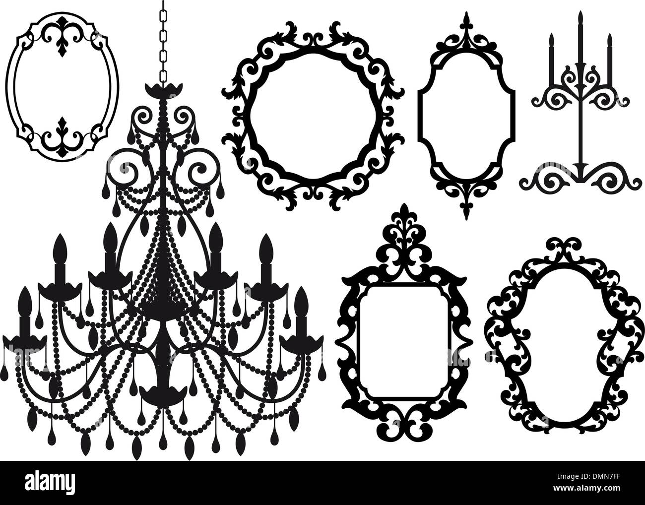 frames and chandelier, vector Stock Vector