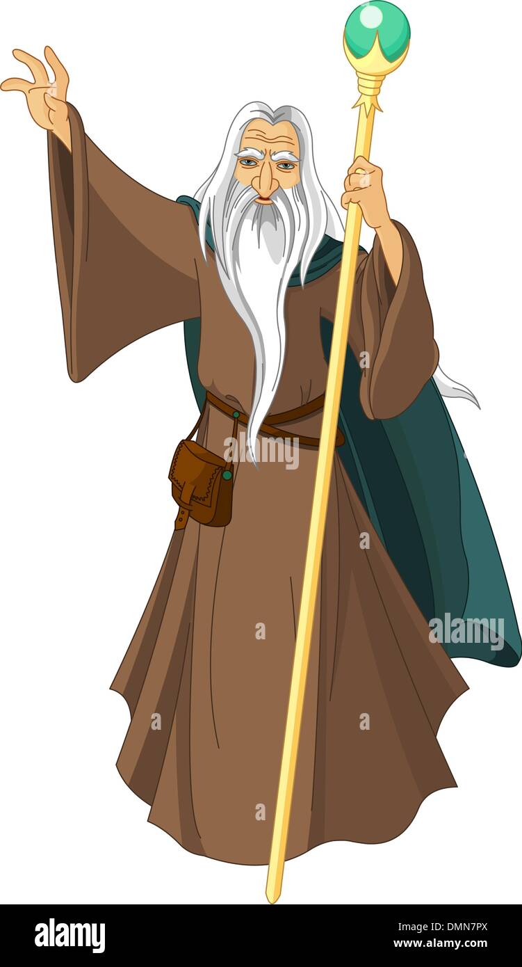 Wizard with staff Stock Vector