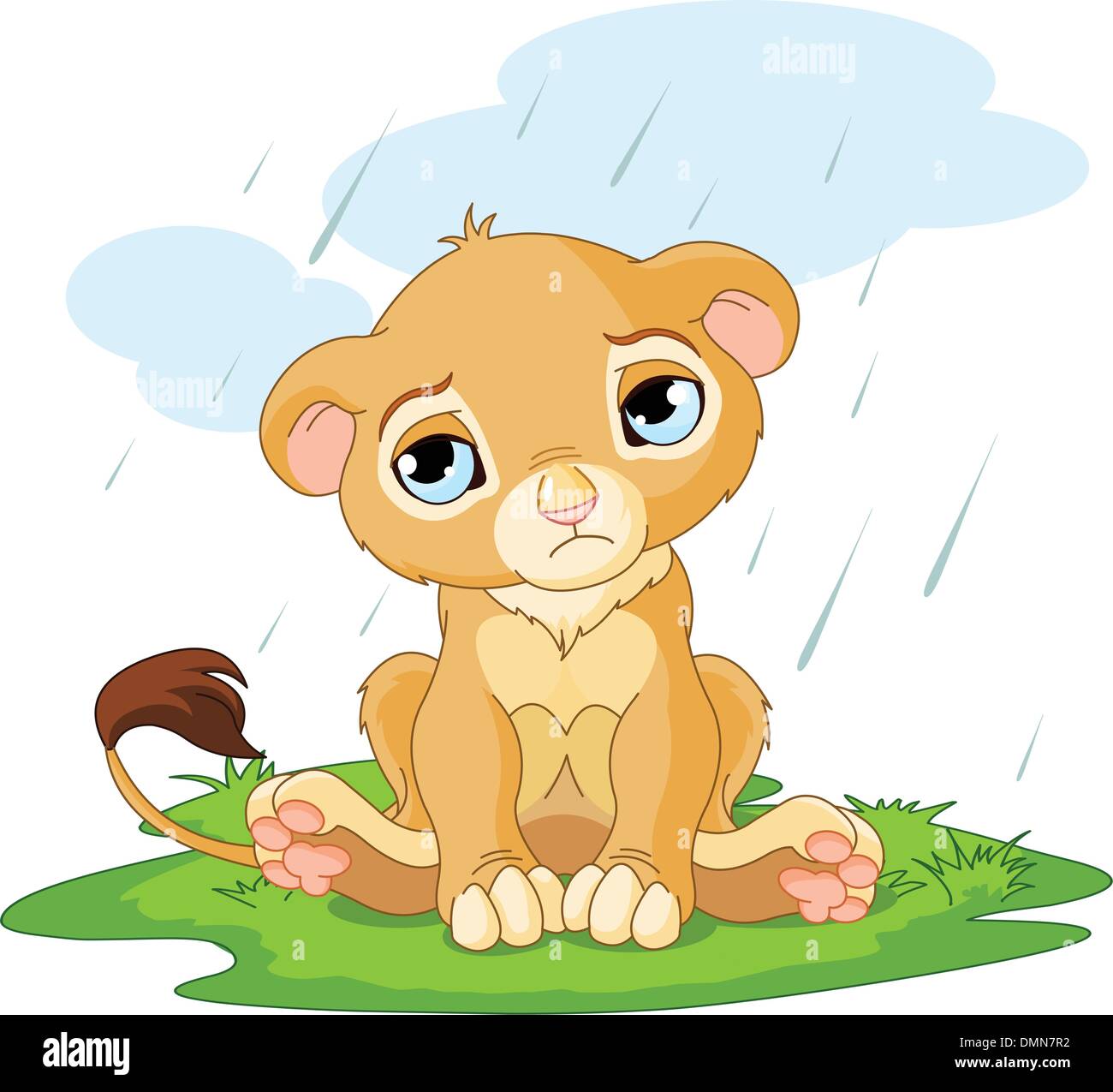 Sad lion cub Stock Vector