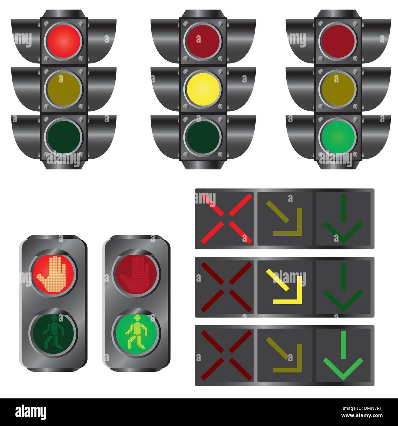 Set of traffic lights. Stock Vector