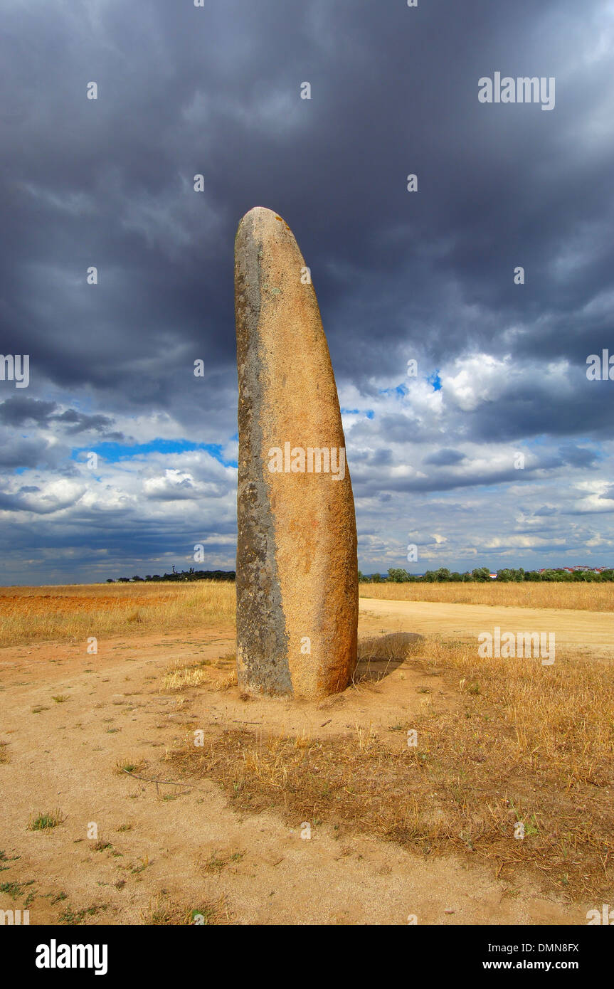 Outeiro Menhir, Megalithic Site near Monsaraz, Outeiro, Evora district, Alentejo, Portugal, Europe Stock Photo