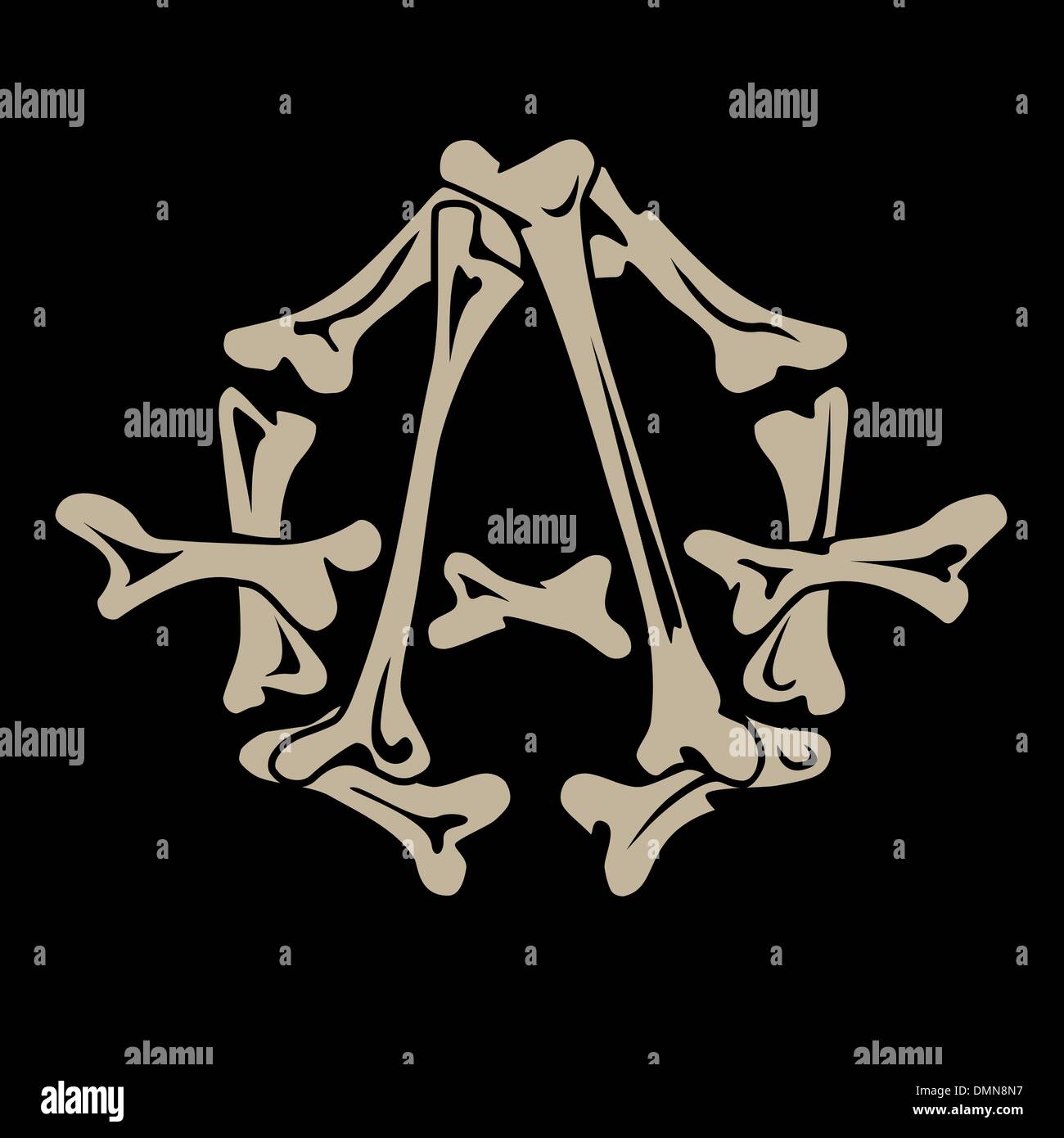 anarchy symbol is made of bones Stock Vector