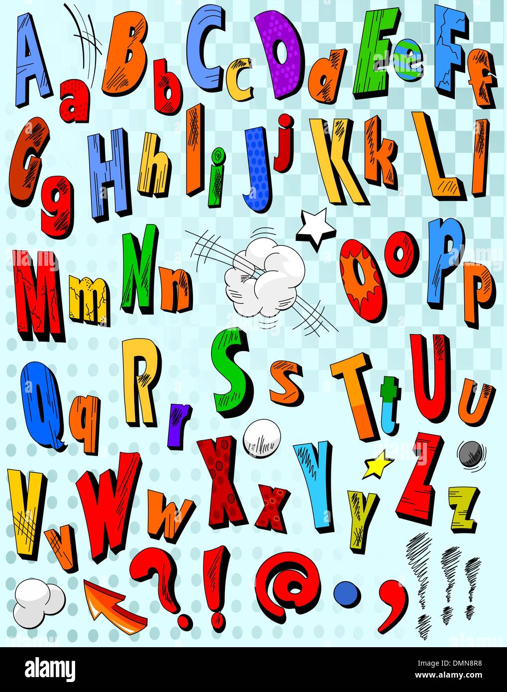 Comic book alphabet Stock Vector