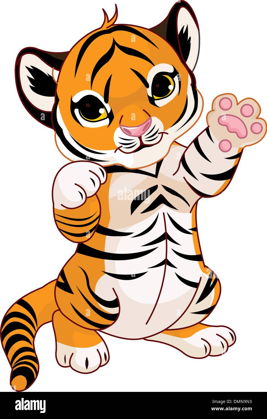 Cute playful tiger cub Stock Vector