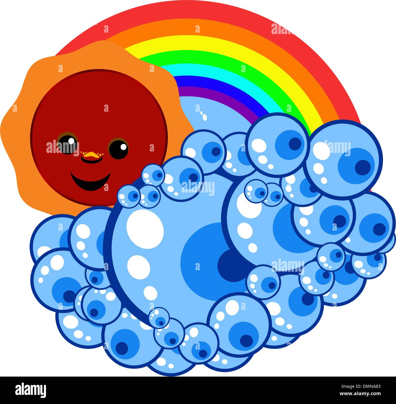 Sunny with cloud and rainbow Stock Vector